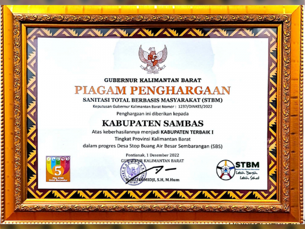 Kabupaten Sambas Raih Peringkat Terbaik STBM dari Gubernur Kalbar