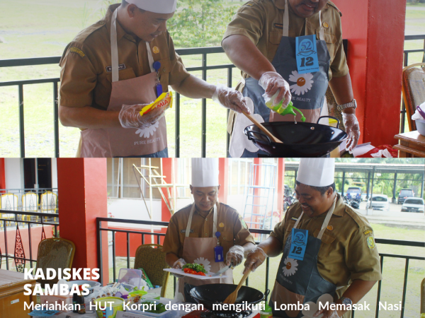 Meriahkan HUT Korpri, Kadiskes Sambas Ikut Lomba Memasak Nasi Goreng Antar OPD.